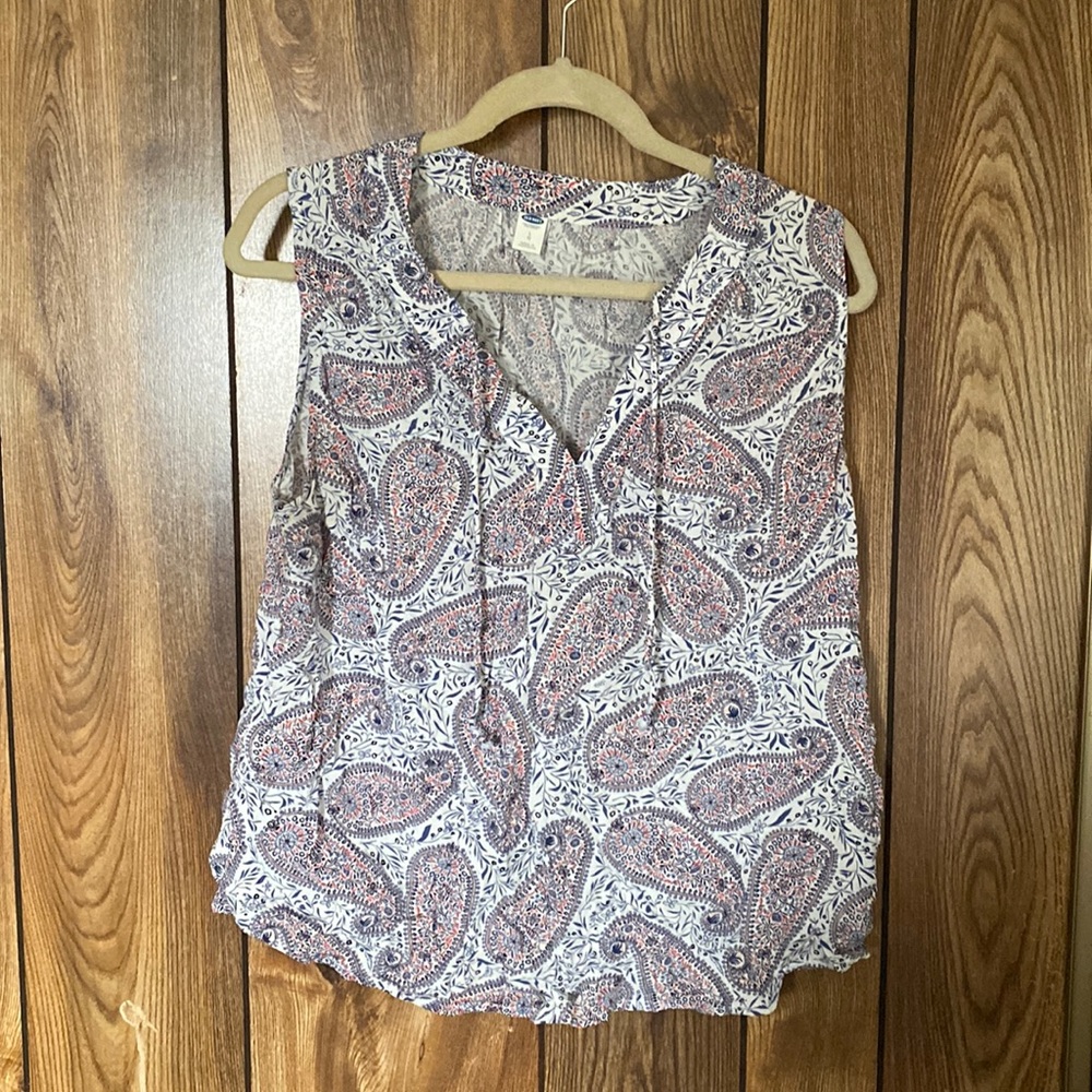 Old Navy Paisley Tie Front Blouse